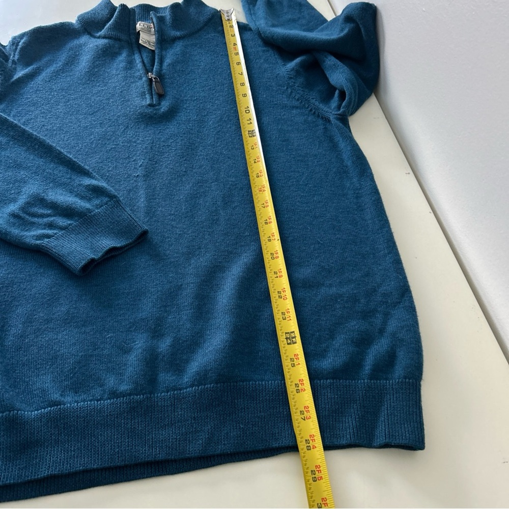 L.L. Bean Men's Teal Quarter Zip Sweater 100% Merino Wool - Picture 12 of 13